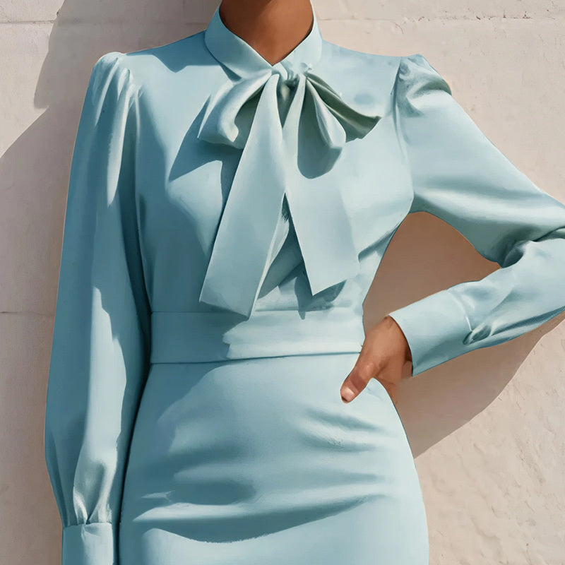 Elegant Dress With Bow Detail