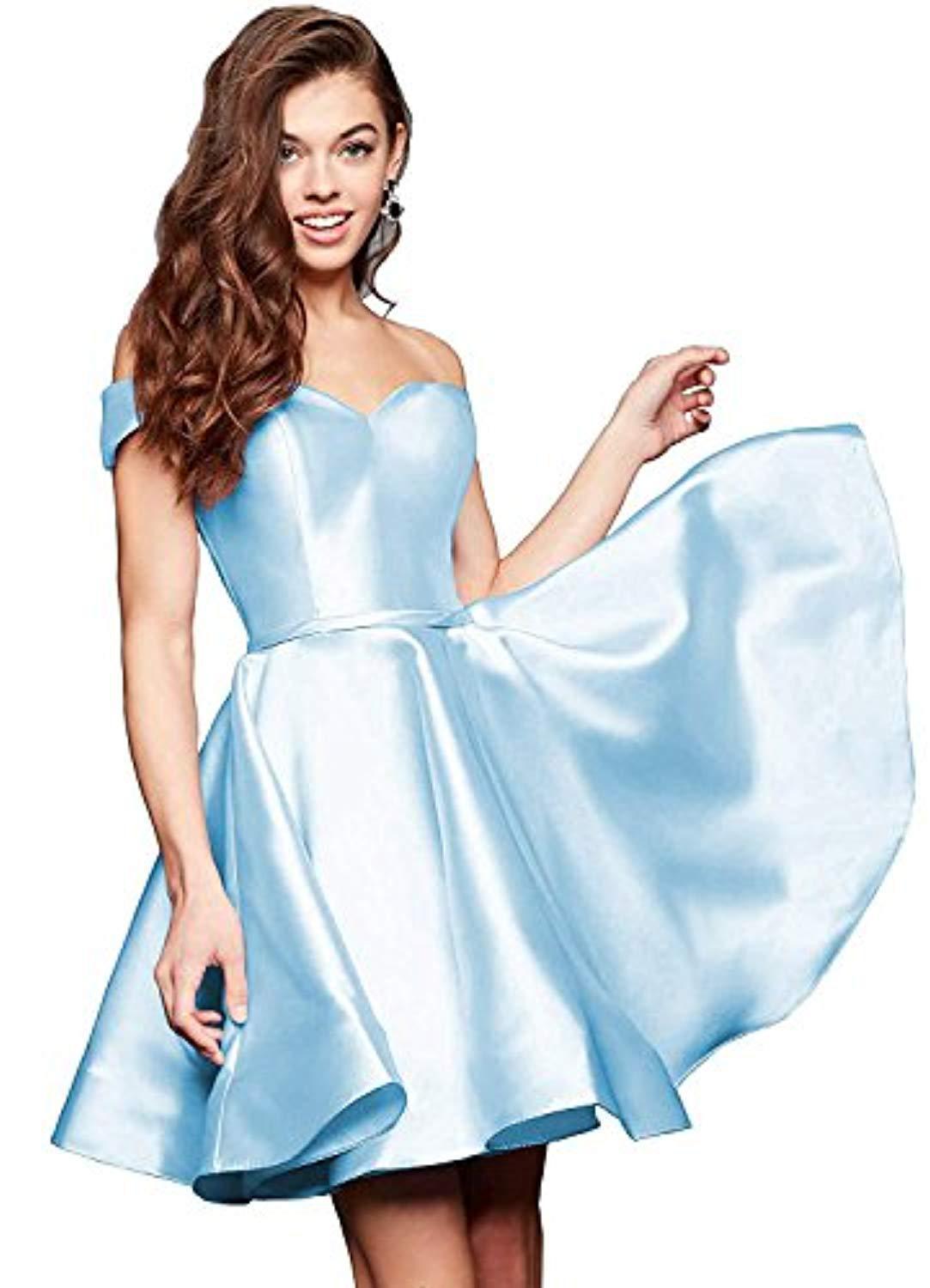 Off-the-shoulder Short Slimming Satin Ball Dress