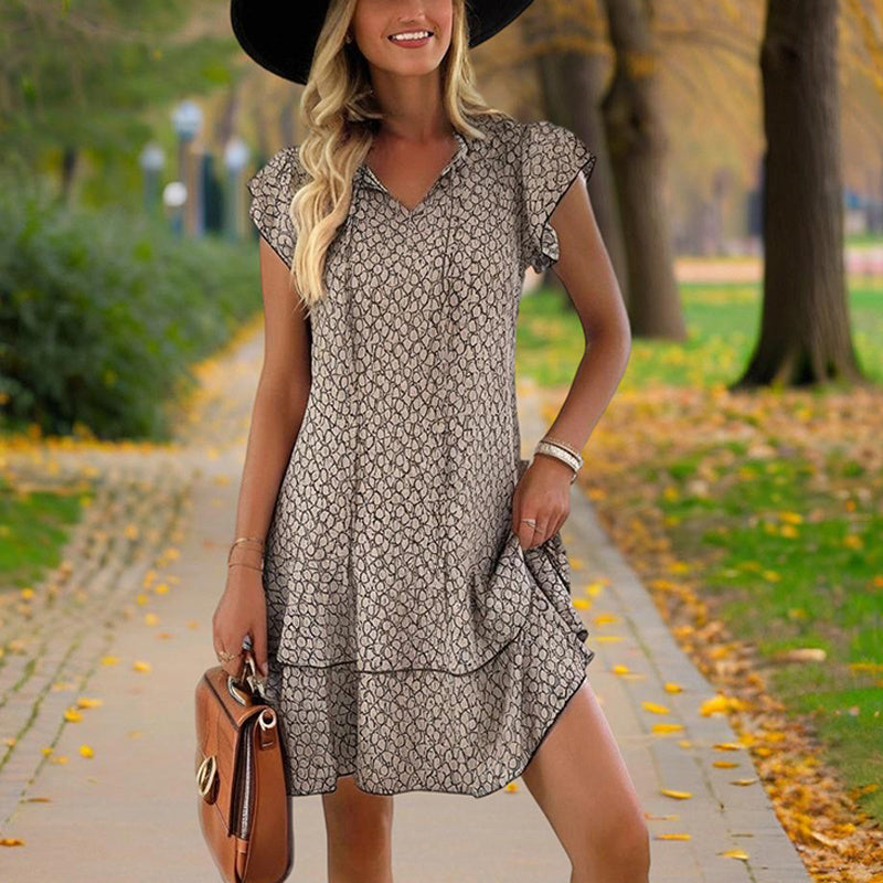 Chic Lace Trim Dress With Tie Detail