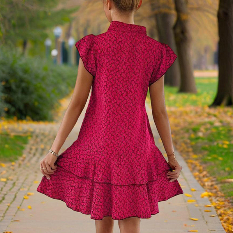 Chic Lace Trim Dress With Tie Detail