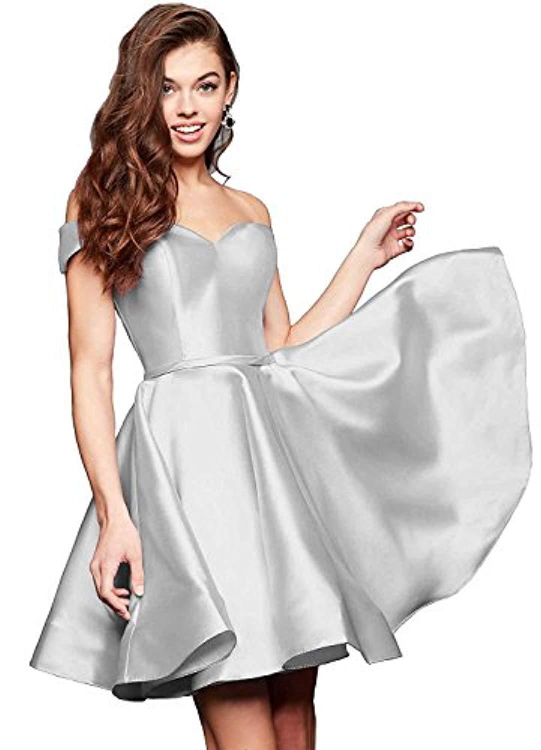 Off-the-shoulder Short Slimming Satin Ball Dress