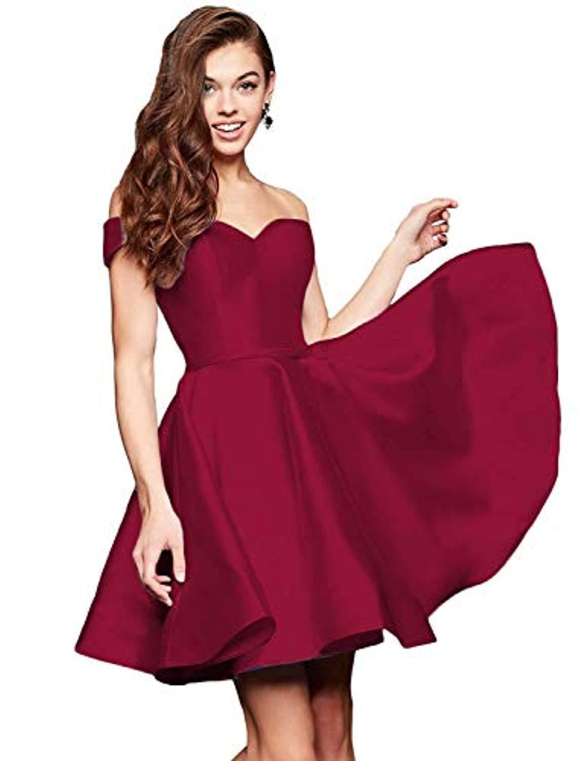 Off-the-shoulder Short Slimming Satin Ball Dress