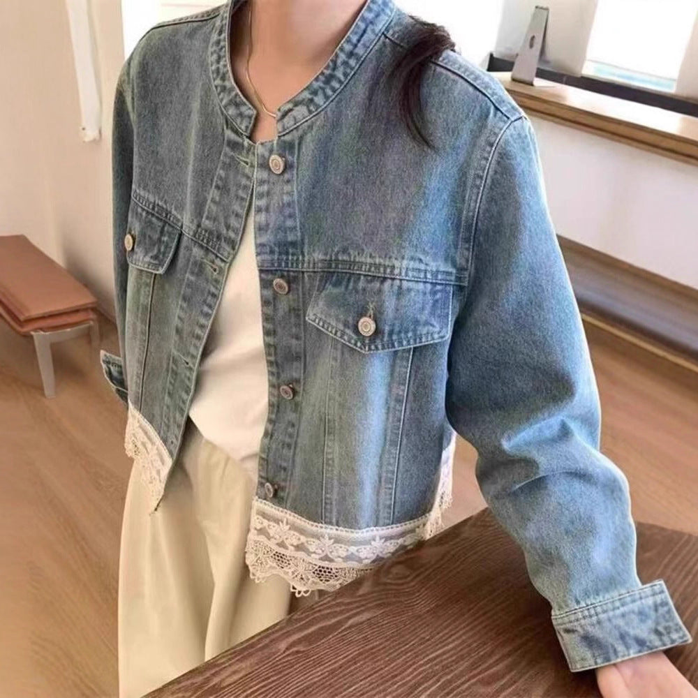 Lace Casual Denim Coat