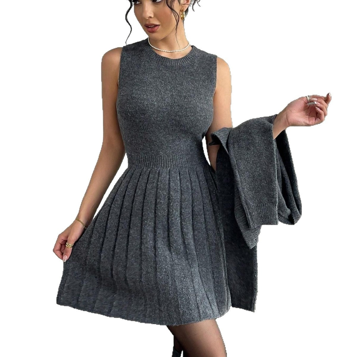 European And American Women's Clothing New Fashionable Knitted Dress Coat