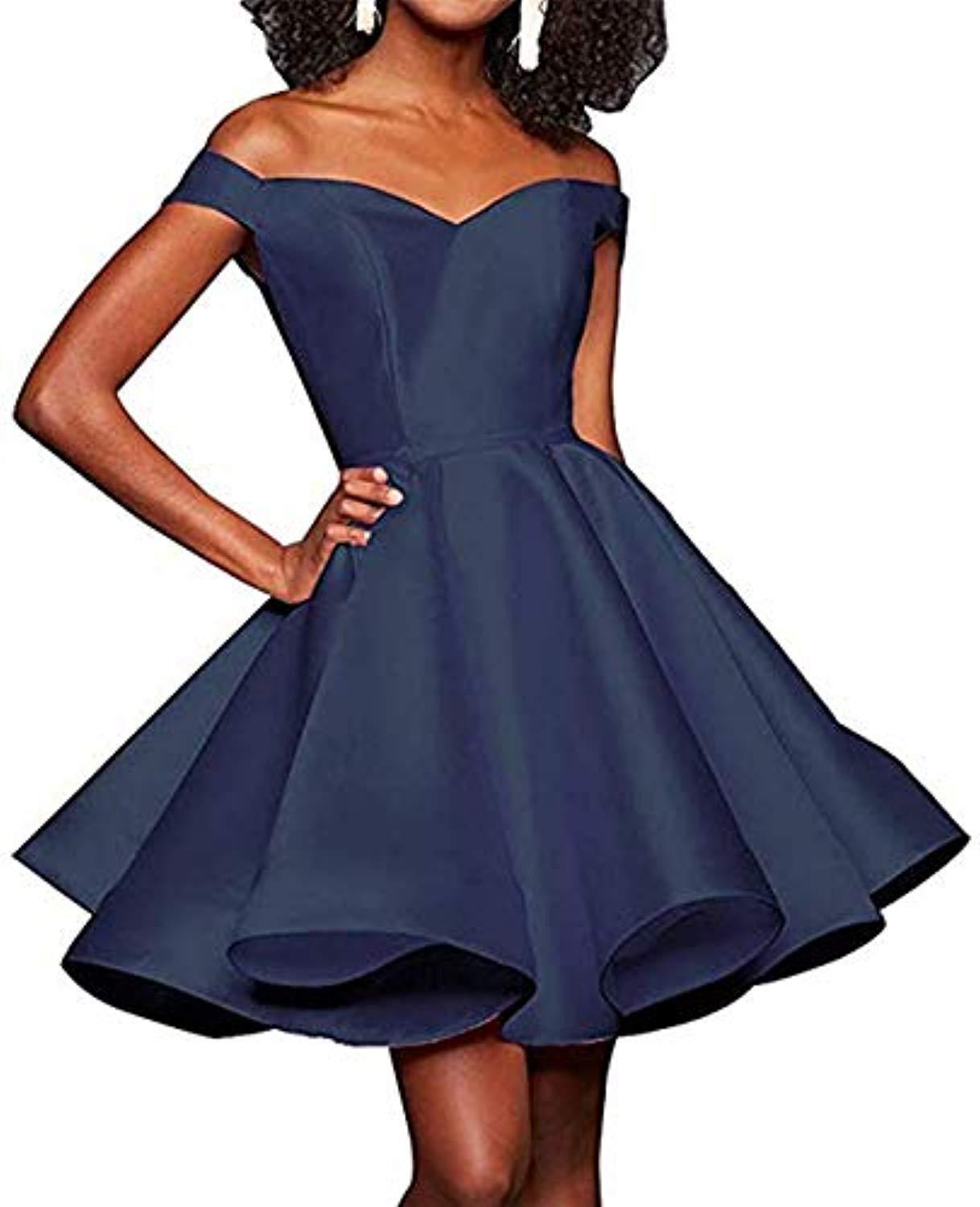 Off-the-shoulder Short Slimming Satin Ball Dress