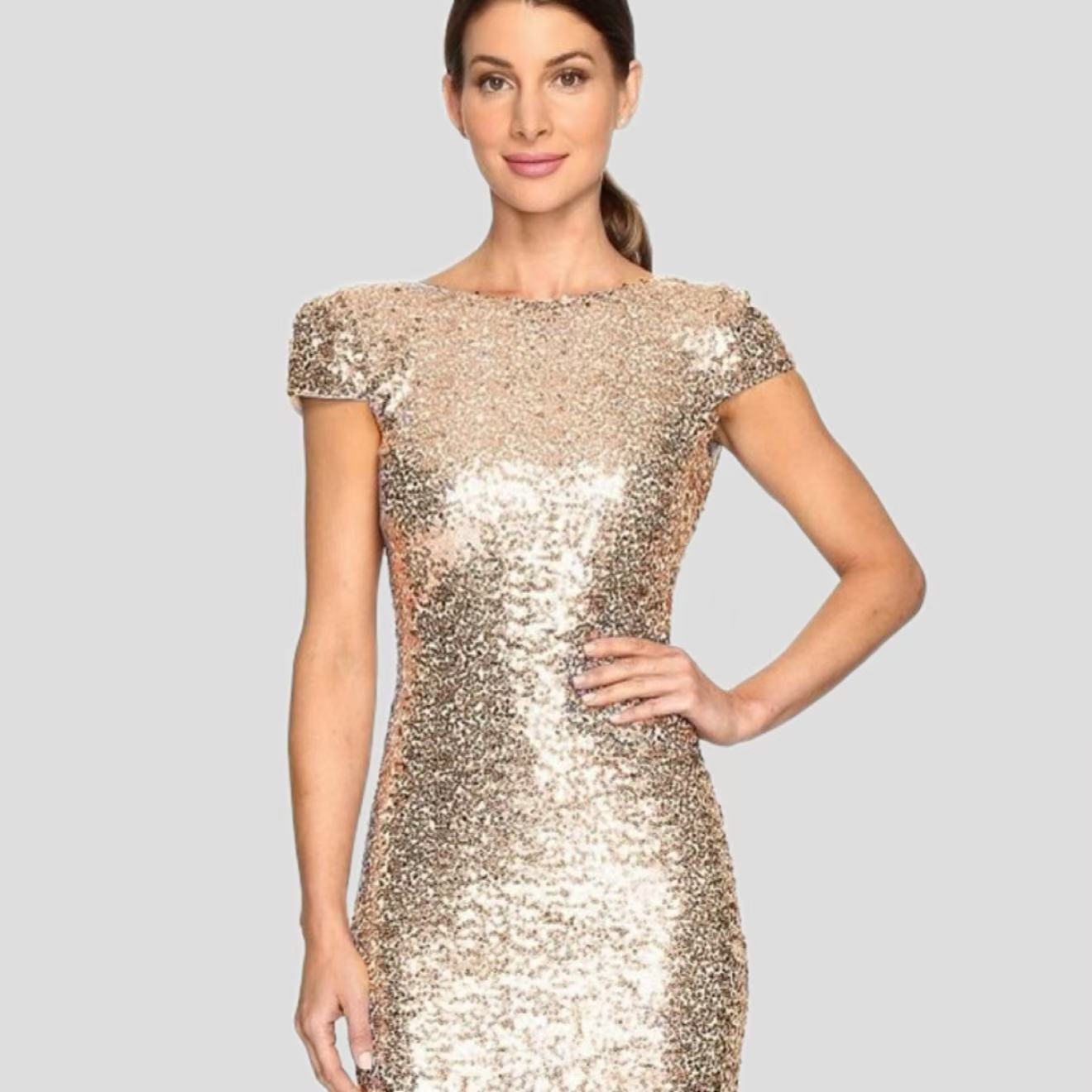 New Full Sequined Long Backless Sheath Women's Dress
