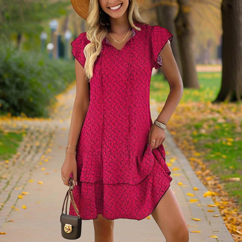 Chic Lace Trim Dress With Tie Detail