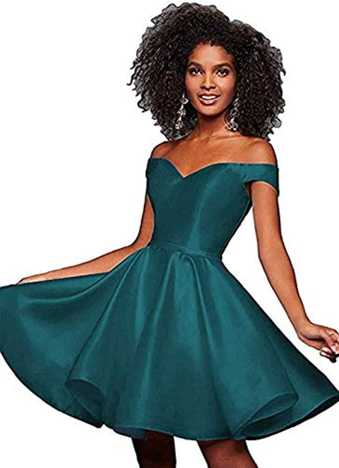 Off-the-shoulder Short Slimming Satin Ball Dress