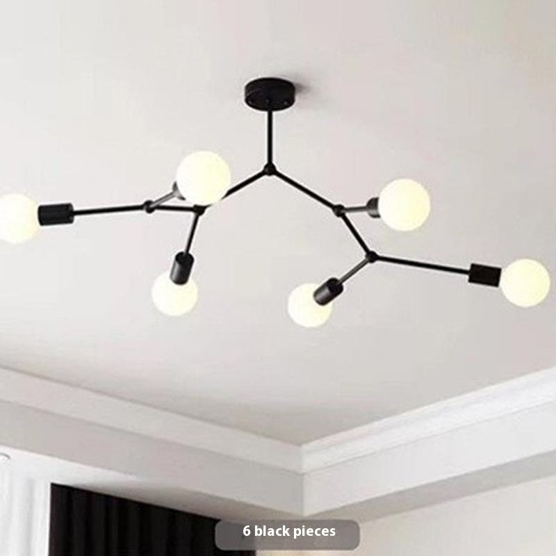 Iron Chandelier Simple Bedroom Living Room Ceiling Lamp