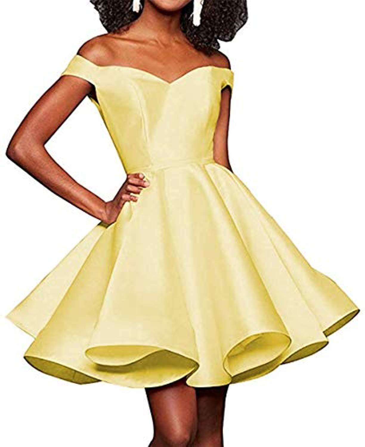 Off-the-shoulder Short Slimming Satin Ball Dress