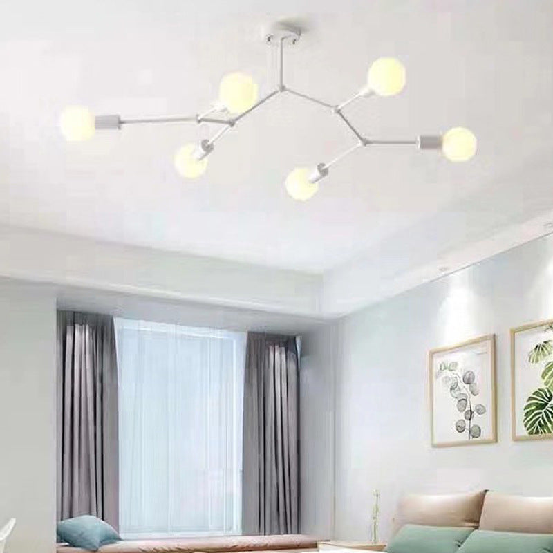 Iron Chandelier Simple Bedroom Living Room Ceiling Lamp
