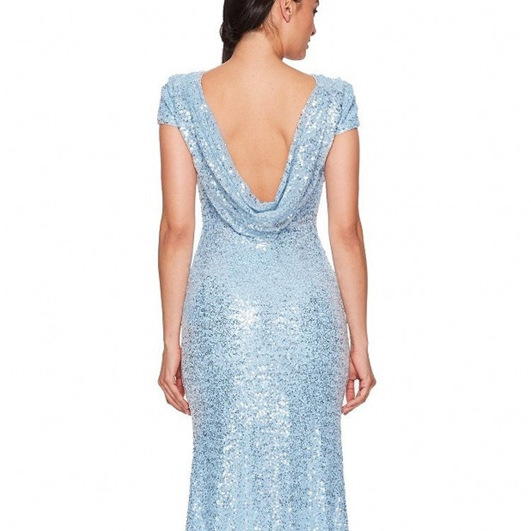 New Full Sequined Long Backless Sheath Women's Dress