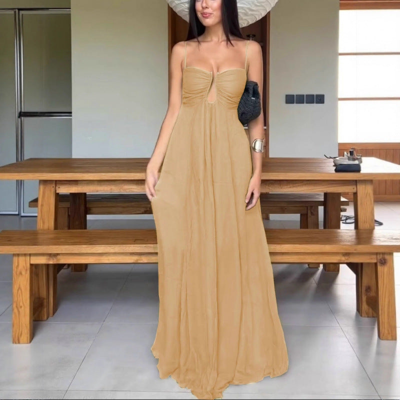 Sexy Sling Design Holiday Swing Maxi Dress