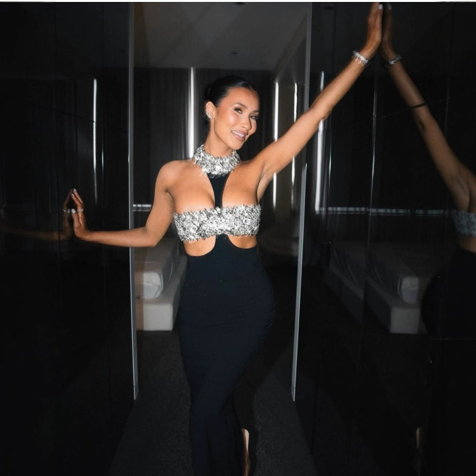 Party Sexy Cutout Rhinestone Dress