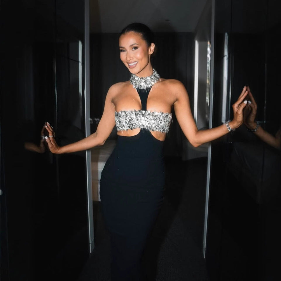 Party Sexy Cutout Rhinestone Dress