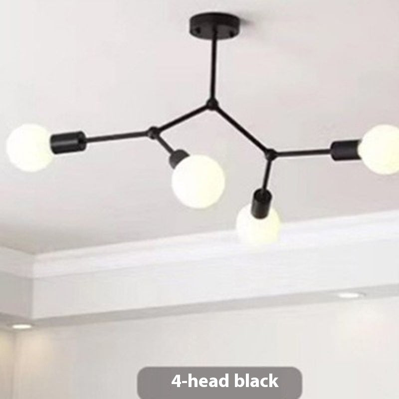 Iron Chandelier Simple Bedroom Living Room Ceiling Lamp