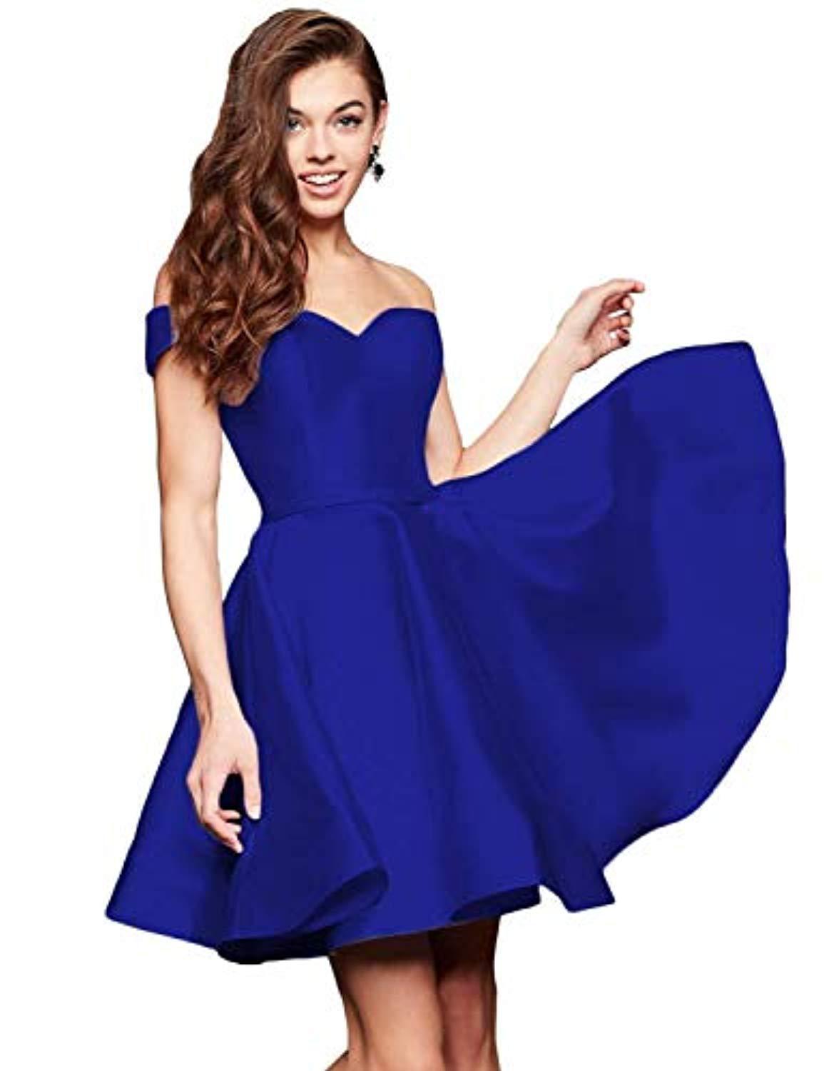 Off-the-shoulder Short Slimming Satin Ball Dress