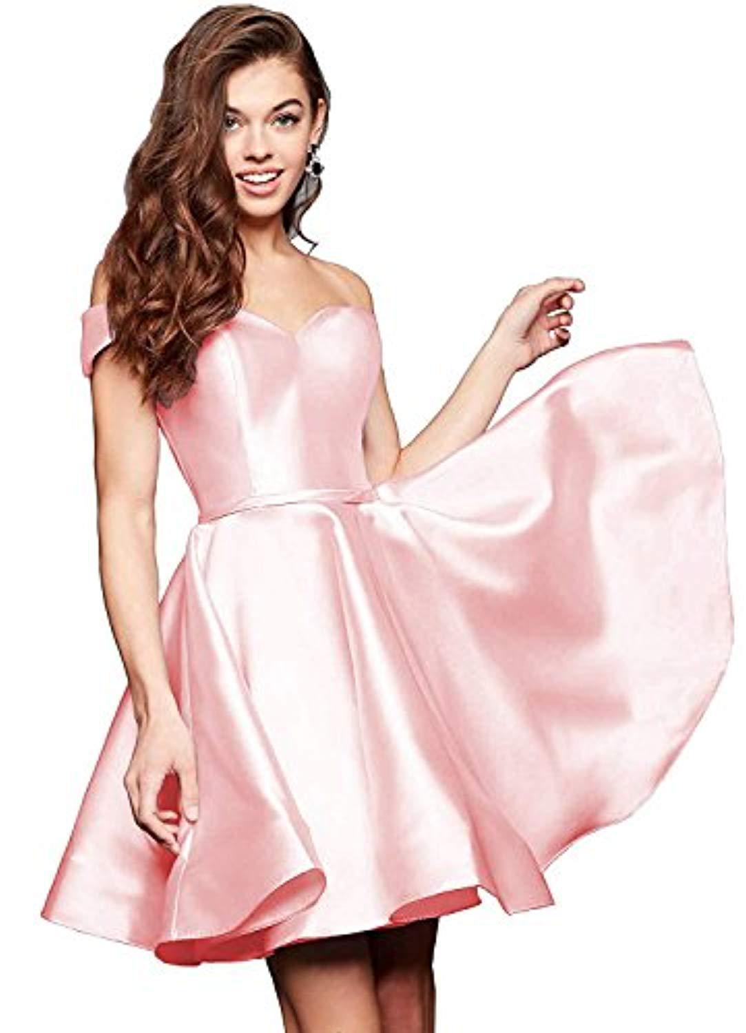 Off-the-shoulder Short Slimming Satin Ball Dress