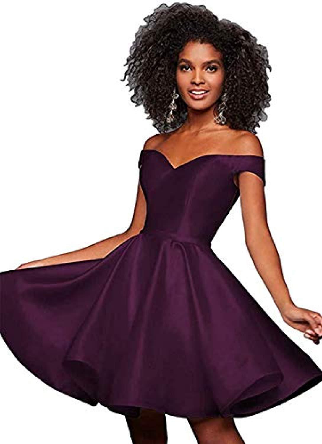 Off-the-shoulder Short Slimming Satin Ball Dress
