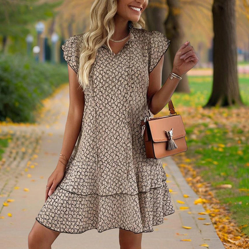 Chic Lace Trim Dress With Tie Detail