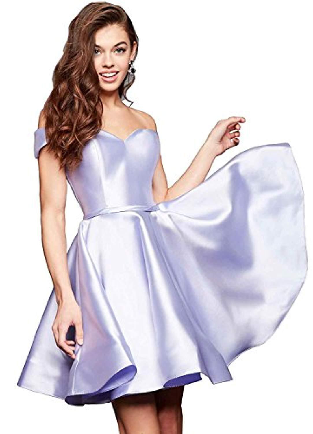 Off-the-shoulder Short Slimming Satin Ball Dress