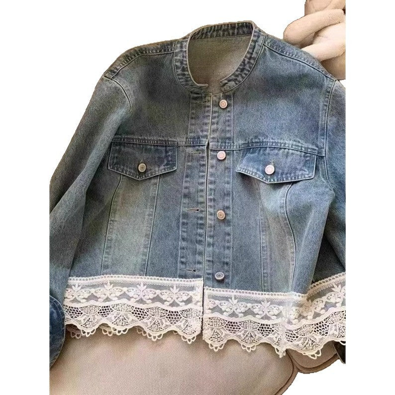 Lace Casual Denim Coat