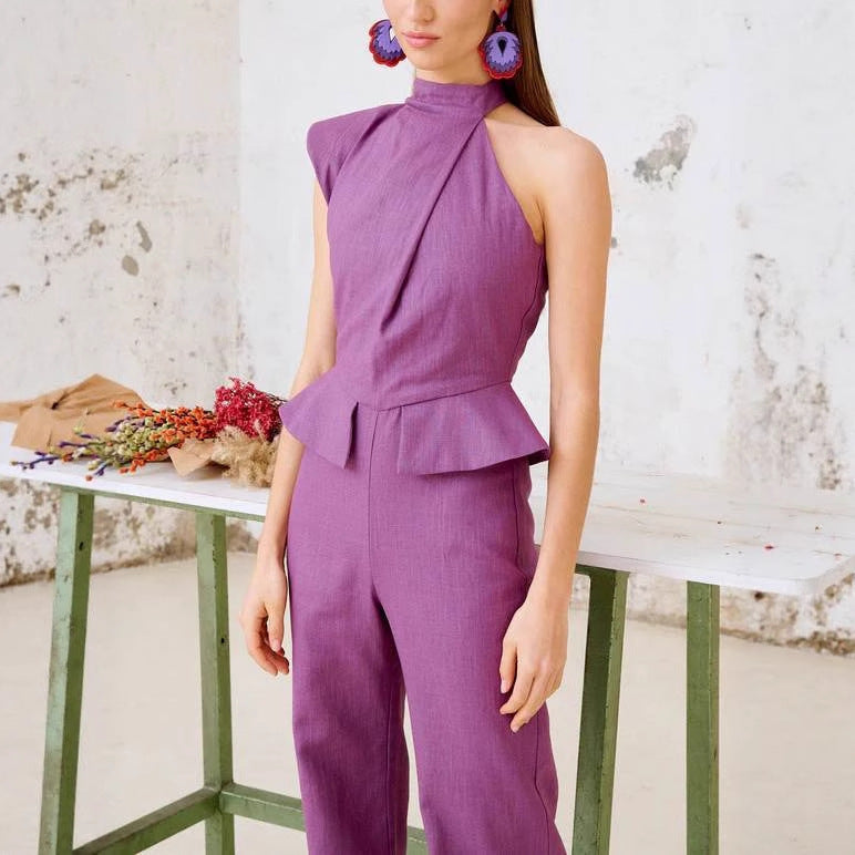 Fashionable Asymmetric Design Jumpsuit Slim Fit Slimming