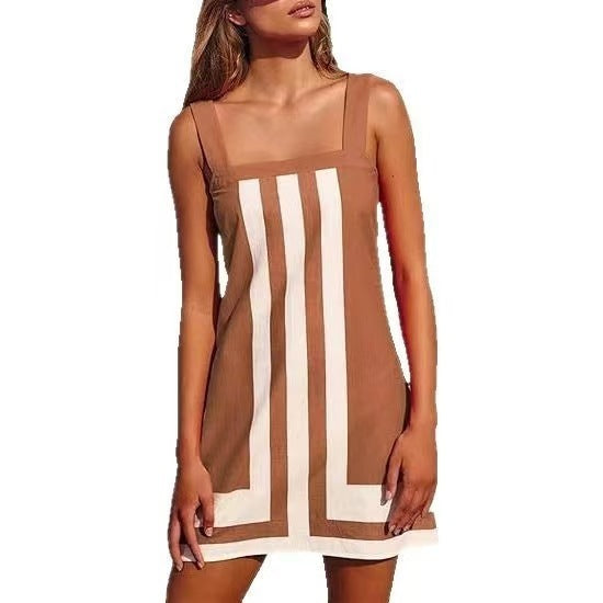 Casual And Comfortable Suspender Skirt Vacation Style