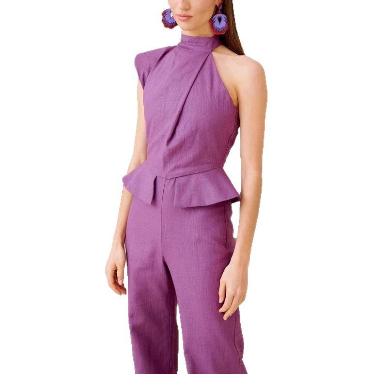 Fashionable Asymmetric Design Jumpsuit Slim Fit Slimming