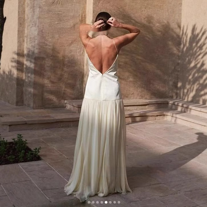 Scarf Elegant Vacation Style Suspender Dress