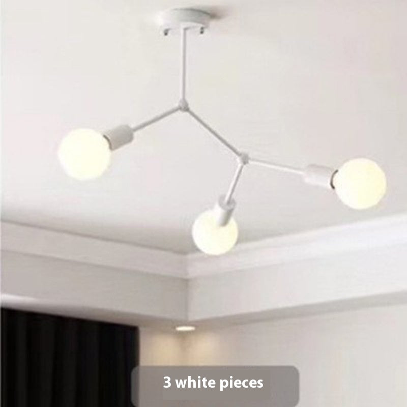 Iron Chandelier Simple Bedroom Living Room Ceiling Lamp