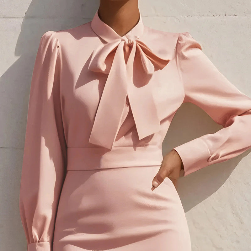 Elegant Dress With Bow Detail