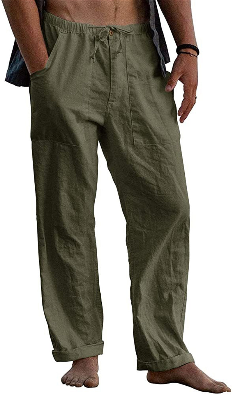 Men's Linen Casual Drawstring Loose Pants