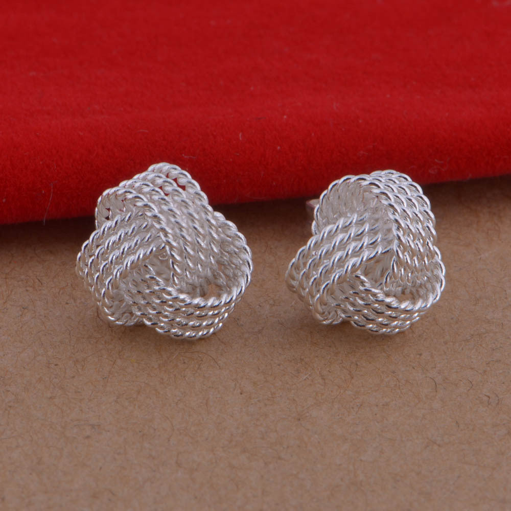 925 Sterling Silver Woven Ball Earrings