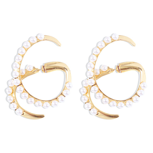 Pearl Irregular Geometry Alloy Ear Studs