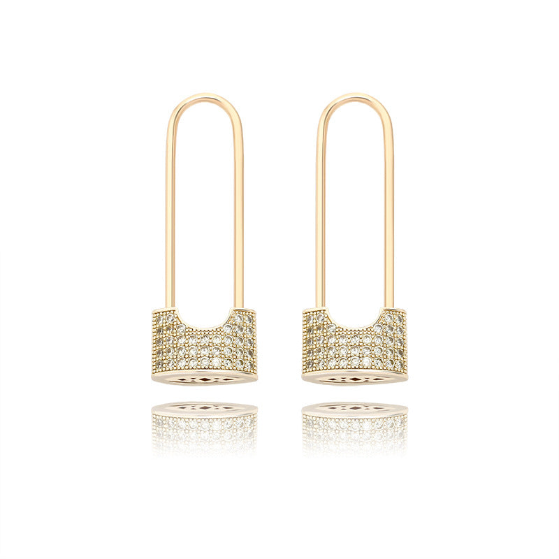 Zircon Plated Real Gold Hip Hop Earrings Fashion Jewelry