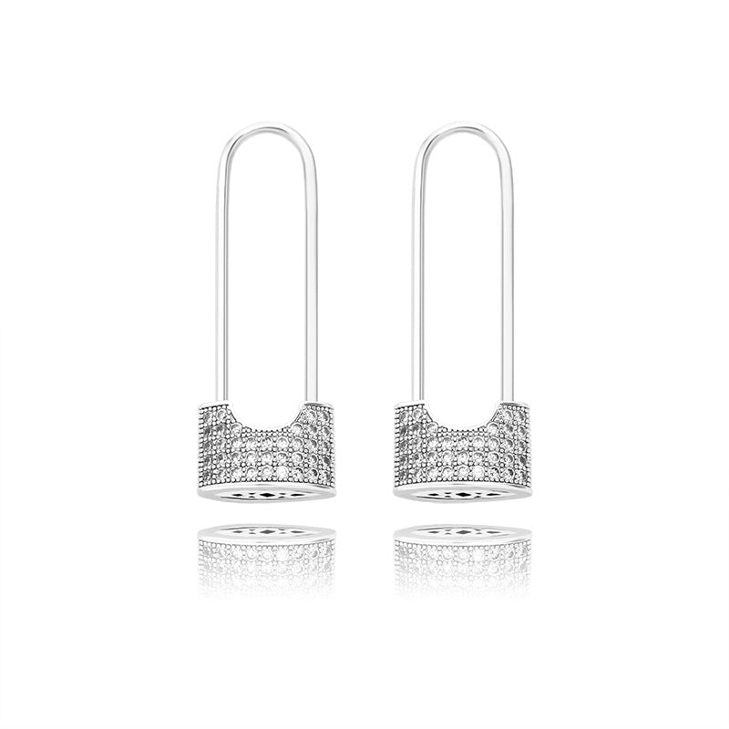 Zircon Plated Real Gold Hip Hop Earrings Fashion Jewelry