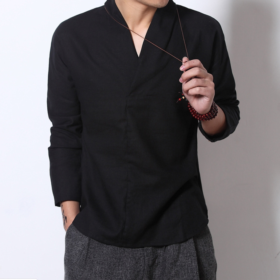 Men's Long-sleeved Retro Linen Shirt