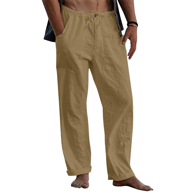 Men's Linen Casual Drawstring Loose Pants