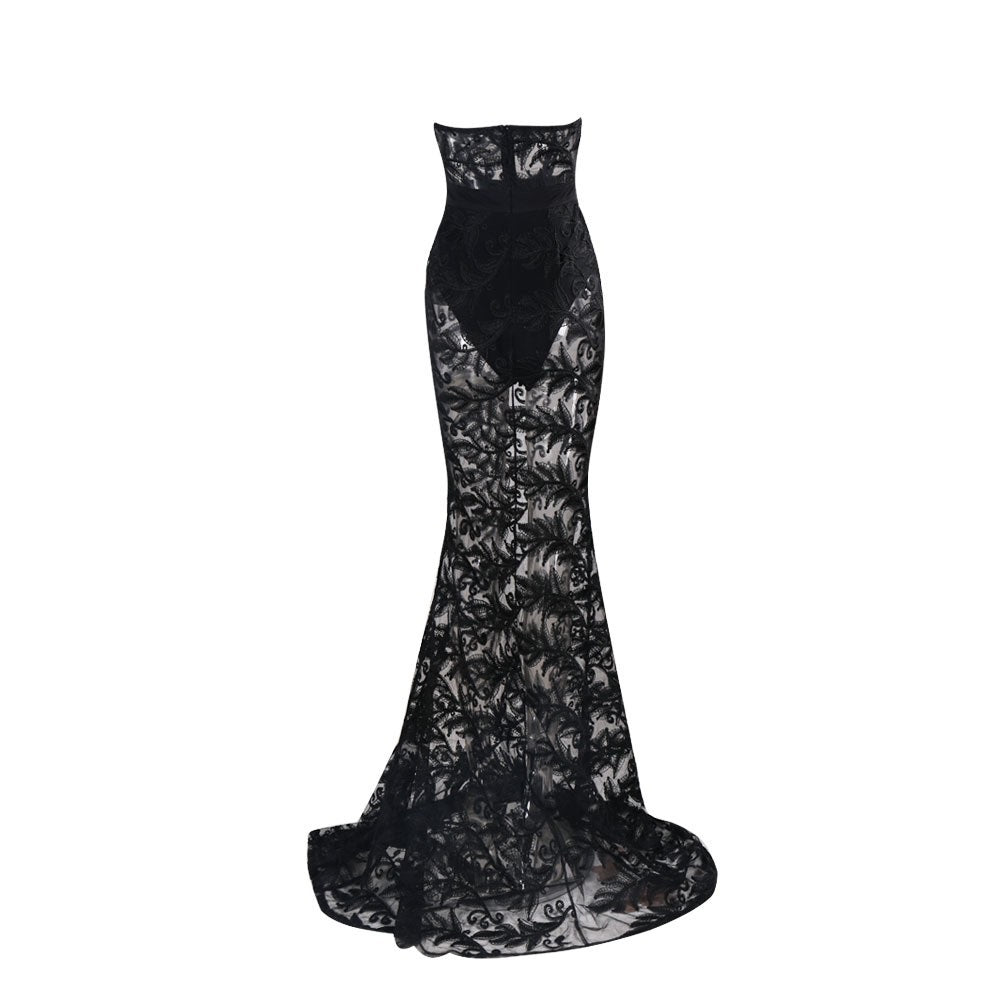 Unique & Black Lace Evening Gown