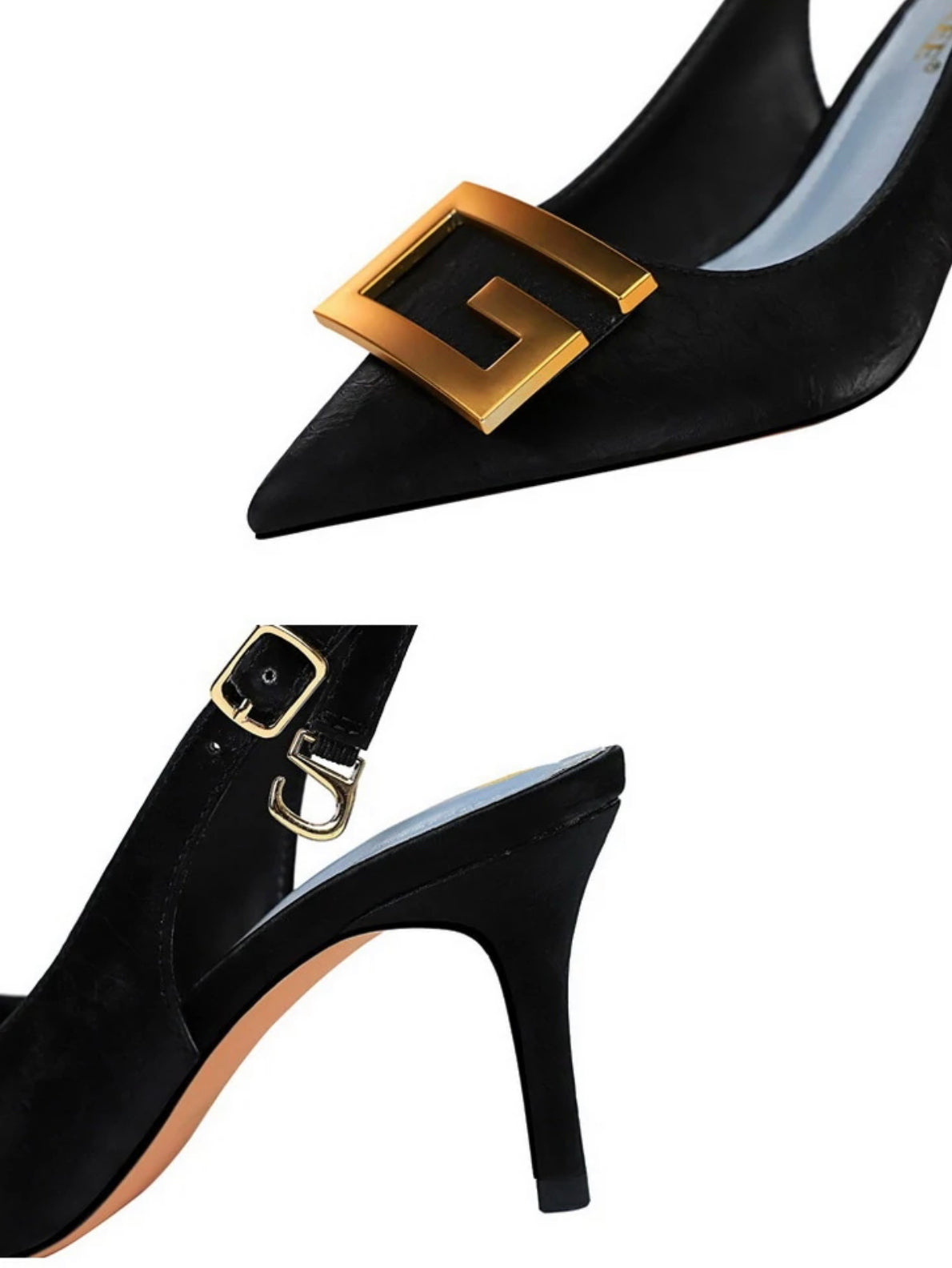 Buckle Detail Cat Heel Pump