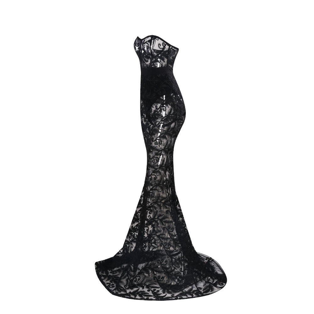 Unique & Black Lace Evening Gown