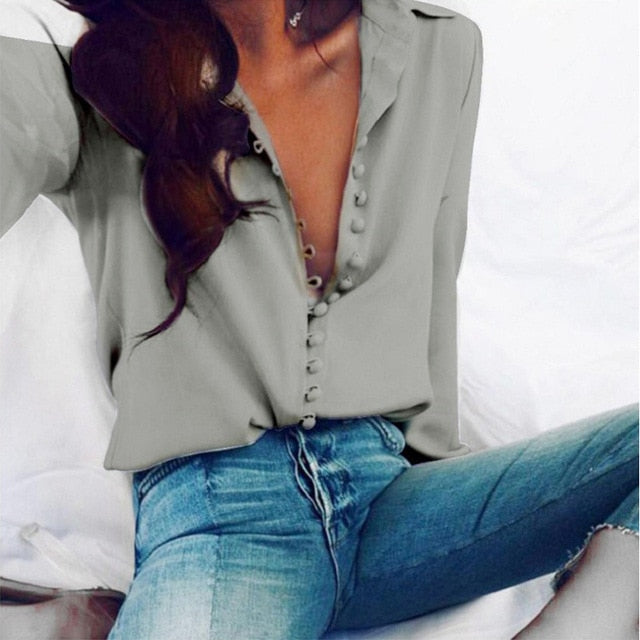 Fashion Chiffon Buttoned Shirt