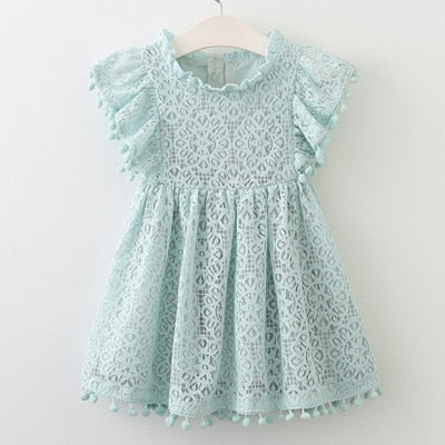 Elegant Lace Ruffled Sleeve Dress