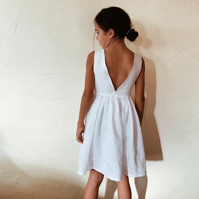 Backless Sleeveless Elegant Linen Dress