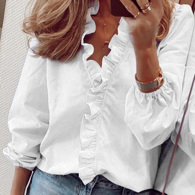 Ruffled Buttoned Blouse