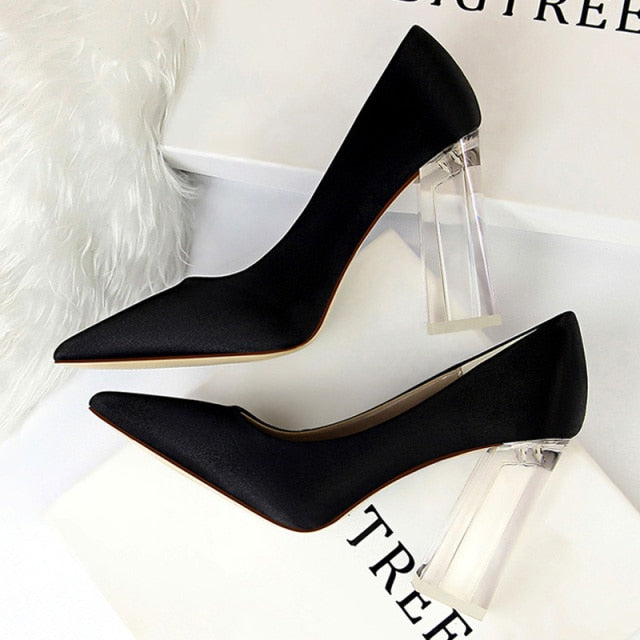 Silk Clear Heel Pumps