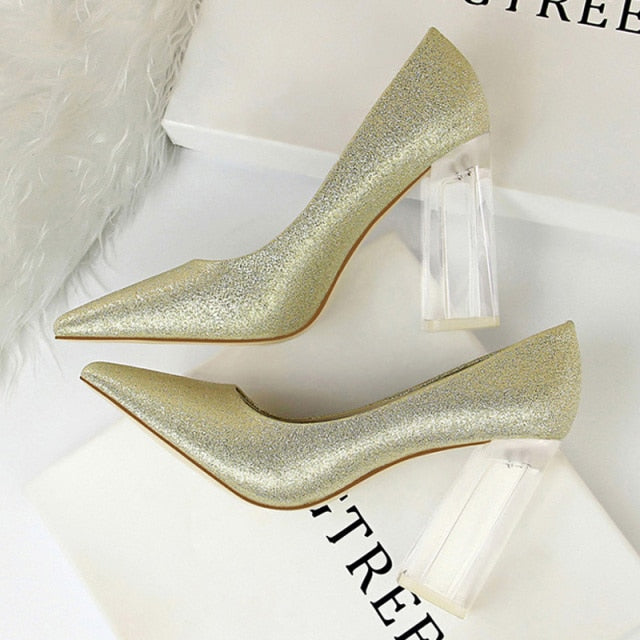 Silk Clear Heel Pumps