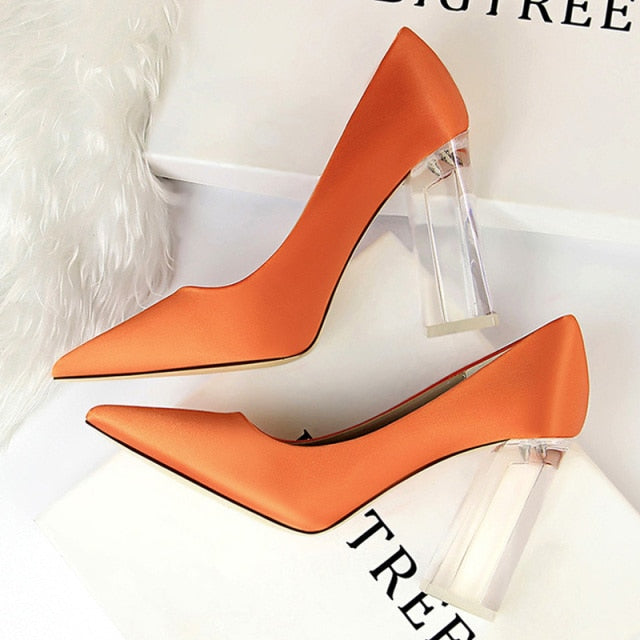 Silk Clear Heel Pumps