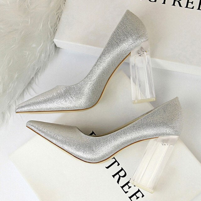 Silk Clear Heel Pumps